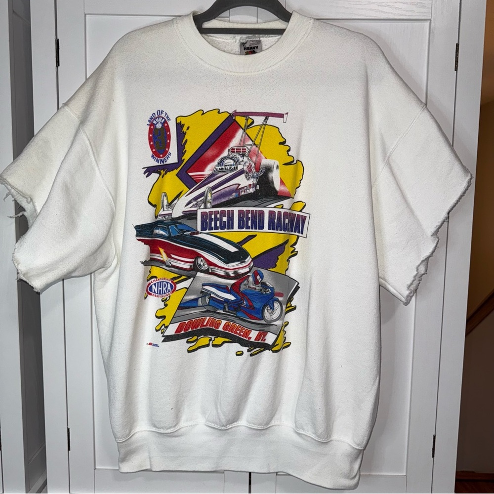 Vtg Beech Bend Raceway NHRA Drag Racing Sweatshirt XL USA 90s Fruit of the Loom